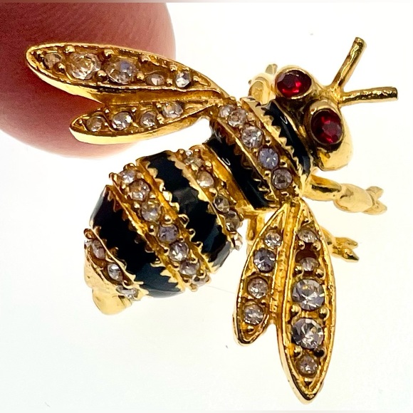 Signed MMA British Collection 24K Gold Plated Faberge Bumble Bee Brooch Pin - Picture 5 of 11